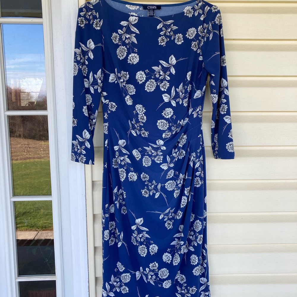 Chaps blue floral dress